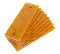 NUOBESTY 8pcs Orange Reflective Warning Sign Truck Reflective Tape Screw-On Reflector Plates Holes for Nighttime Safety and Traffic Alert