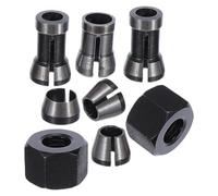 NUOBESTY 8Pcs Router Collet Adapter Set 6Mm 6.35Mm 8Mm Steel Clamping Chuck for Woodworking Engraving Machine Router Bit Replacement Tool Kit