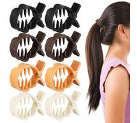 NUOBESTY 8Pcs Small High Ponytail Hair Claw Clips Set for Thick Hair in Light Brown Dark Brown Black and Cream for Styling