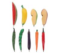 NUOBESTY 9pcs Fruit Ballpoint Pens Vegetable Signature Pens Plastic Creative Pens with Refrigerator Magnets for School Office Home