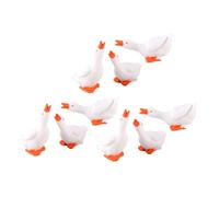 NUOBESTY 9pcs Miniature White Goose Figurines Resin Animal Sculptures Desktop Ornaments Farm Animal Decor Landscape Goose Figures for Doll Houses and Photo Props