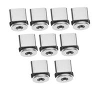 NUOBESTY 9pcs Phone Connector Type Adapter USB Magnetic Charger C, Heads Aluminium Tip Data Transfer Easy, Install Strong, Suction Silver