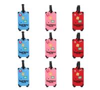 NUOBESTY 9pcs PVC Luggage Tags for Suitcase Bag Identifier with Quick Identification and Secure Attachment, Size 16.5x6.5x0.6cm, Travel Tags for Luggage on Airplane, Train, Cruise,