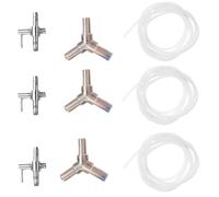 NUOBESTY 9pcs Stainless Steel Fish Tank Air Pump Accessories with Oxygen Pump Check Valve and Distributor Prevent Water Reflux and Fish Tank Use