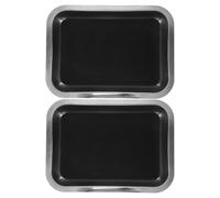 NUOBESTY A4 Stainless Steel Dissection Tray 26X19X4Cm with Black Wax Lining, 2Pcs Biology Lab Pan for Senior School Anatomy Studies and Laboratory Experiments