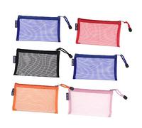 NUOBESTY A6 Zipper Mesh Pencil Case 6-Piece Set Multipurpose Travel Bag for Cosmetics Office School Supplies Sturdy Storage Pouch