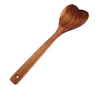 NUOBESTY Acacia Wood Heart-Shaped Wooden Spoon 30Cm Long Handle Kitchen Cooking Stirring and Serving Scoop for Soup, Salad, and Food Preparation