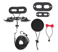 NUOBESTY Adjustable Black Cloth Lizard Walking Leash with Bow Tie Hat Kit for Gecko and Chameleon, Comfortable the Touch and Decorative Effect, for Outdoor Use