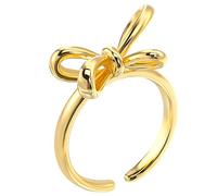 NUOBESTY Adjustable Bowknot Ring for Valentine's Day in Golden Copper for Women with Open Design, Elegant and Feminine Promise Ring and Casual Occasions