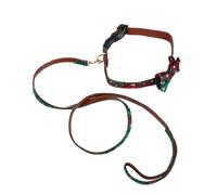 NUOBESTY Adjustable Christmas Dog Collar and Leash Set, Green Snowflake Pet Neckchain 1.5X24.5Cm Collar with 1.3X120Cm Leash, Festive Xmas Pet Supplies for Small Dogs