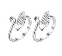 NUOBESTY Adjustable Swan Shape Knitting Ring for Yarn Tension Control Durable Crochet Finger Loop for Sewing and Craft Projects Lightweight Knitting Thimble 2 Pack