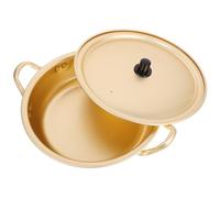 NUOBESTY Aluminum Alloy Ramen Noodle Pot 22Cm with Lid Double Handle Rapid Noodles Cooker for Bibimbap and Soup