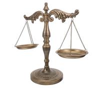 NUOBESTY Antique Iron Balance Scale Desk Decor, Vintage Justice Scale Model with Golden Finish, Classic European Style Sculpture for Law Office or Lawyer Desk, Inspiring Creativity