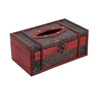 NUOBESTY Antique Style Wooden Tissue Box Leather Cover, Retro Household Napkin Holder, Decorative Paper Tissue Container for Home Use