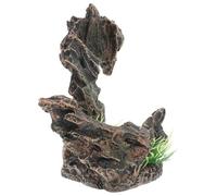 NUOBESTY Aquarium Resin Mountain View Stone Fish Tank Ornament Cave Hideaway for Betta Fish and Shrimp, Realistic Aquarium Landscape Decoration Rock for Turtle and Terrarium Decor