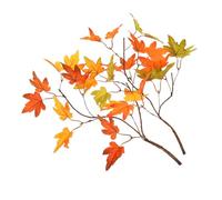 NUOBESTY Artificial Stems Branches Realistic 2pcs Leaf Cloth Maple Fall Leaves Decoration for and Display Autumn Layout Prop Random Color Home Shop Window Scene