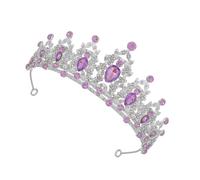 NUOBESTY Baroque Silver Purple Crown Tiara for Brides Wedding Rhinestone Headpiece Princess Birthday Party Decorative Queen Costume Accessories