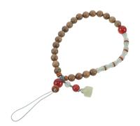NUOBESTY Beaded Wrist Phone Strap with Wooden and Stone Materials, Shortlength Design to Securely Hold Your Phone, Elegant Vintage Style for Outdoor Activities and Public Transport