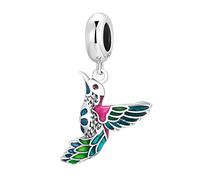 NUOBESTY Bird Bead Charm Pendant for Jewelry Making Silver Colorful Cute Kingfisher Bracelet Accessory for Crafting and Personal Styling