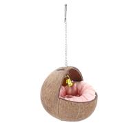 NUOBESTY Bird Nest Bird Bed Coconut Shell with Warm Pad Cushion Bell and Hanging Chain for Goldfinches and Sparrows and Nature Enthusiasts