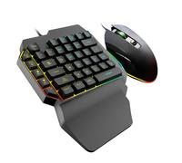 NUOBESTY Black ABS Single Handed Gaming Keyboard and Mouse Combo with Backlight, Practical Use and Simple Design for Playing Games at Home, Compact and Comfortable for Young Gamers