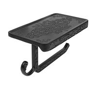 NUOBESTY Black Aluminum Toilet Paper Holder with Phone Shelf Wall Mounted Bathroom Roll Rack Easy Installation Durable Tissue Dispenser for Home Hotel Use