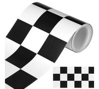 NUOBESTY Black and White Checkered Wallpaper Border Roll - Self Adhesive Checkered Stickers for Bulletin Board Borders, Classroom & Kitchen Decor, PVC Peel and Stick Wall Sticker Trim