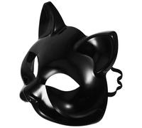 NUOBESTY Blank Cat Face Mask for Halloween Parties and Masquerades, Reusable Plastic Half Face Facemask with Creative Design, Versatile DIY Decoration for Cosplay and Costume