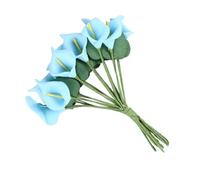 NUOBESTY Blue Foam Artificial Calla Lily Flowers 5 Stems Plastic Simulation for Home Decor and Wedding Chair Flower Decorations