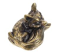 NUOBESTY Brass Fox Cabinet Handle Vintage Door Pull for Wardrobe and Drawer, Rustic Yellow Brass Knob for Kitchen Cabinets and Closet Furniture, Decorative Animal Design Hardware