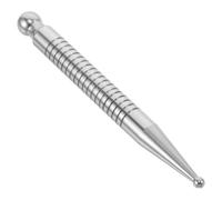 NUOBESTY Brass Manual Massage Stick with Precision Point Probe for Facial and Foot Reflexology, Relieving Muscle Fatigue, Silver Acupressure Tool the Go Facial Reflexology