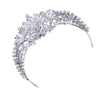 NUOBESTY Bride Crown Headband Wedding Headpiece Silver Zinc Alloy Rhinestone Dazzling Embellishment Lightweight Secure Design Elegant Bridal Hair Accessory for Special Day