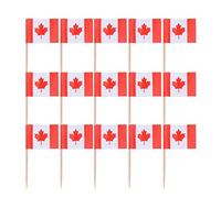 NUOBESTY Canada National Flag Cake Toppers Hand-Crank Flags Creative Party Fruit Picks Cupcake Decor Toothpicks for Birthday and Festival Celebrations