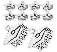 NUOBESTY Cap Design Detachable Period Accessories for Graduation 100pcs DIY 2026 Alloy Charms with Memorial Year Pendant