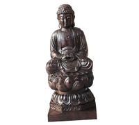 NUOBESTY Carving Buddha Decor Sitting Buddha Figurine Desktop Ornament for Home Office Religious Craft Adornment Gift for Buddhist Culture Enthusiasts