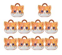 NUOBESTY Cat Treat Boxes Paper 10Pcs Cartoon Style Foldable Handle Dessert Boxes for Banquet and Thanksgiving