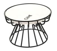 NUOBESTY Ceramic Cat Feeding Bowl with Raised Black Iron Rack, High-foot Elevated Pet Food Holder, Fishbone Plate Included, Suitable for Cats and Small Dogs, Anti-spill Design for Home Use