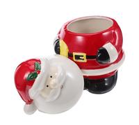 NUOBESTY Ceramic Christmas Cookie Jar with Lid Santa Claus Shaped Container for Biscuit Candy Sweets Sturdy Holiday Storage and Festive Tabletop Decoration Multipurpose Xmas Treats Holder