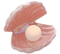 NUOBESTY Ceramic Clam Shell Night Light Pearl Accent Romantic Bedside Lamp for Bedroom Decoration, Pink Shell Lamp Suitable for Home Ambient Lighting