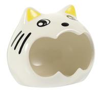 NUOBESTY Ceramic Cooling Nest Cat Shape Hideout for Chinchillas