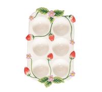 NUOBESTY Ceramic Egg Tray 6-hole Stackable Egg Holder for Kitchen Counter and Refrigerator Space-saving with Artistic Design for Entertaining and Storage