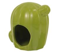 NUOBESTY Ceramic Hamster House Hamster Hideout Cactus Shape Light Green Cooling Pet House for Small Pet Easy Cleaning Decorative for Summer Cage