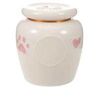 NUOBESTY Ceramic Pet Urn for Dog and Cat Ashes 600ml with Airtight Closure and Elegant Design, Pink Memorial Keepsake Box with Heart and Paw Prints, for Souvenir and Remembrance