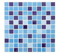 NUOBESTY Ceramic Swimming Pool Tile Blue Mosaic Squares 30x30cm Sheet for Outdoor Pool and Kitchen Backsplash, Decorative Tile that Restores Smoothness and Withstands Freezing Temperatures