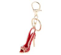 NUOBESTY Chic High Heels Keychain Black Zine-alloy and Crystal Key Ring with Hanging Decoration for Bag Pendant and Key Chain, Beautiful and Practical Accessory for Family and Couples
