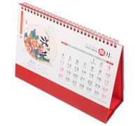 NUOBESTY Chinese Style Desktop Month Calendar with Coil Binding Delicate Material Standing Table Calendar for Home and Office Practical Daily Use and Decorative Accessory Bright Red Elegant