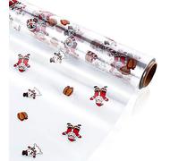 NUOBESTY Christmas Cellophane Wrap Roll: 30m x 40cm Santa Snowman Pattern Clear Wrapping Paper Roll 2.5 Mil Thick Cello Paper for Baskets, Arts Crafts & Holiday Packaging