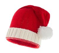 NUOBESTY Christmas Red Knitted Winter Beanie Hat with Pom Pom for Adults, Xmas Holiday Warm Headwear, Festive Christmas Santa Cap for Winter Party and Outdoor Use