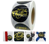 NUOBESTY Christmas Stickers Label Stickers Self-Adhesive Paper Black, Tear Without Residue for Other Items and Furniture, Festive Atmosphere Decoration
