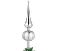NUOBESTY Christmas Tree Topper, 1pc Silver Vintage Tree Topper Plastic Final Shiny Xmas Trees Toppers Ornament for Christmas Holiday Decoration